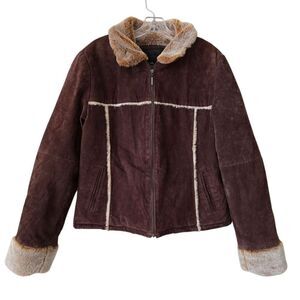 DONA MICHI Womens Genuine Leather Jacket Size XXL Brown Western Y2k Bohemian